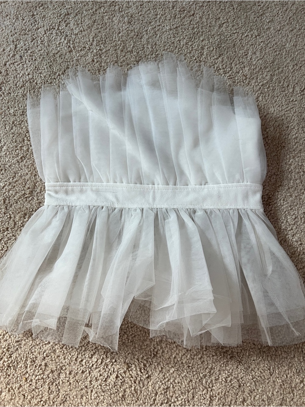 White Tulle Ruffled Strapless Top - Picture 5 of 5